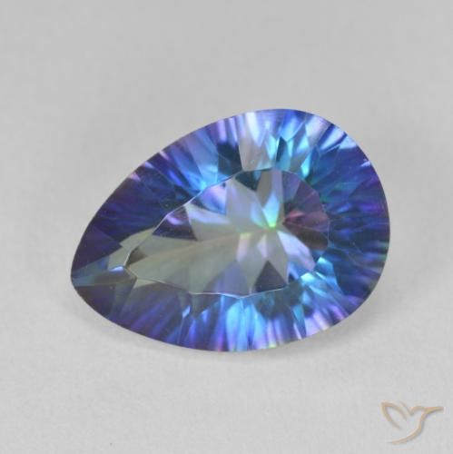5.37ct Natural Azul multicolor Cuarzo Místico, En forma de pera, VVS-VS