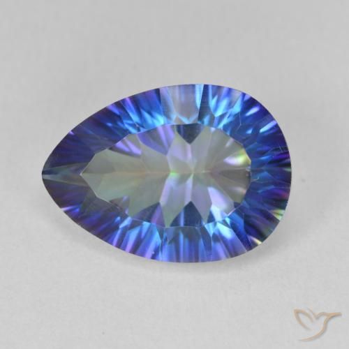 5.04ct Natural Azul multicolor Cuarzo Místico, En forma de pera, VVS-VS