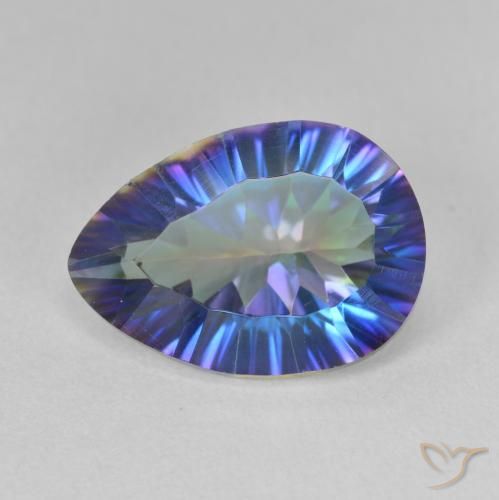 4.96ct Natural Azul multicolor Cuarzo Místico, En forma de pera, VVS-VS