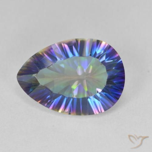 4.73ct Natural Azul multicolor Cuarzo Místico, En forma de pera, VVS-VS