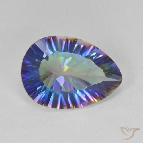 Cuarzo Místico Azul multicolor natural de 4.73 ct, En forma de pera, VVS-VS