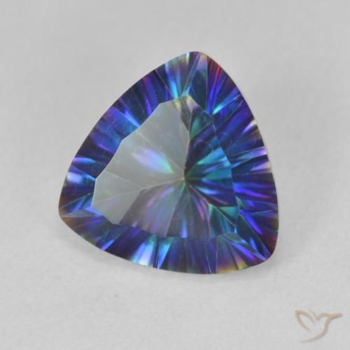 Cuarzo Místico Azul multicolor natural de 2.97 ct, Trillón, VVS-VS
