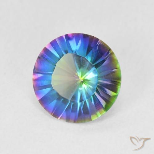 Cuarzo Místico Multicolor natural de 1.53 ct, Redondo, VVS