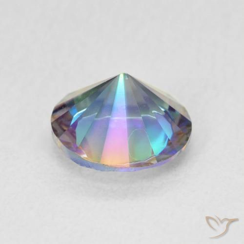 Cuarzo Místico Multicolor natural de 1.53 ct, Redondo, VVS