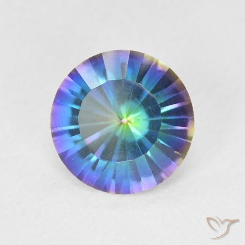 Cuarzo Místico Multicolor natural de 1.59 ct, Redondo, VVS