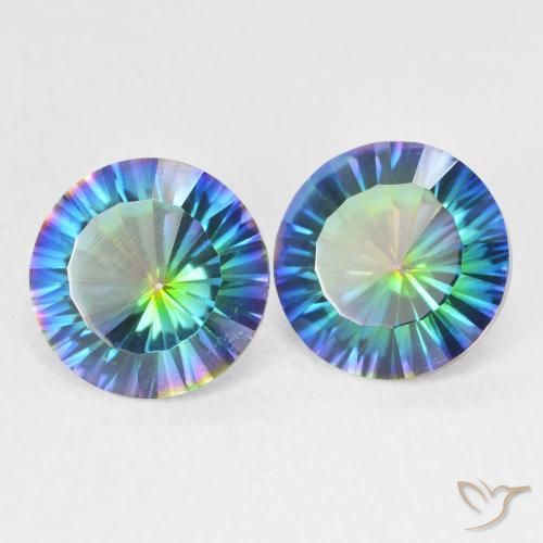 Gemas de Cuarzo Místico Multicolor natural de 3.35 ct, Redondo, VS