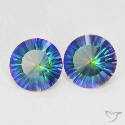 Gemas de Cuarzo Místico Multicolor natural de 3.06 ct, Redondo, VS