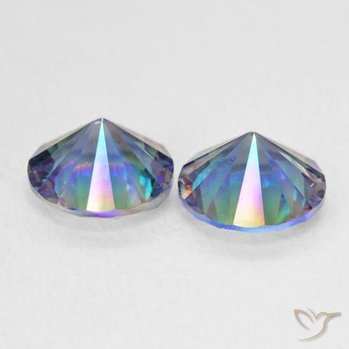 Gemas de Cuarzo Místico Multicolor natural de 3.06 ct, Redondo, VS