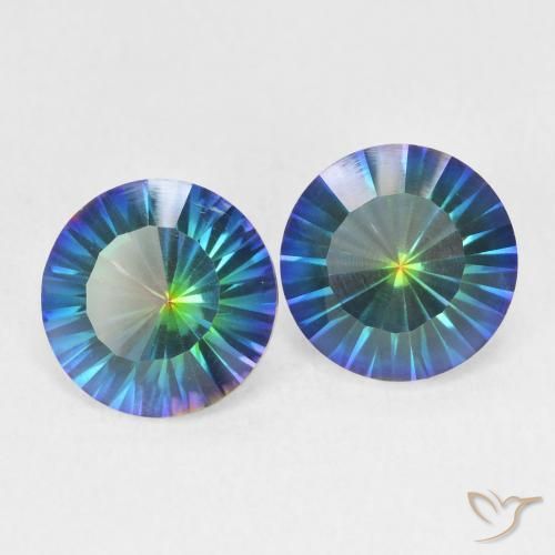 Gemas de Cuarzo Místico Multicolor natural de 3.27 ct, Redondo, VS