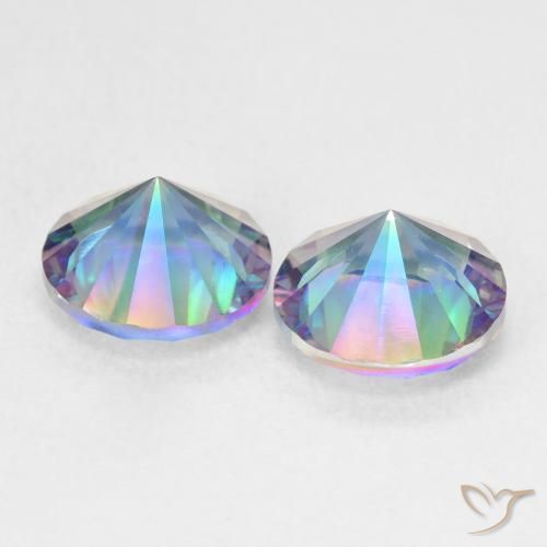 Gemas de Cuarzo Místico Multicolor natural de 3.27 ct, Redondo, VS