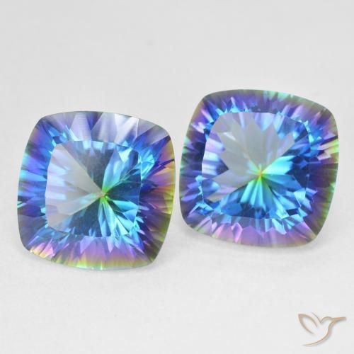 Gemas de Cuarzo Místico Multicolor natural de 13.12 ct, Forma Cojín, VS