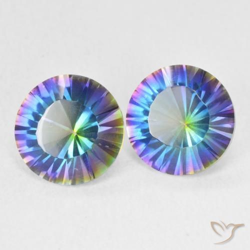 Gemas de Cuarzo Místico Multicolor natural de 3.24 ct, Redondo, VS