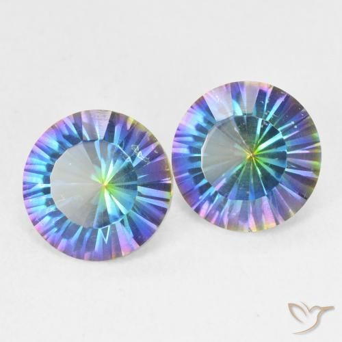 Gemas de Cuarzo Místico Multicolor natural de 3.34 ct, Redondo, VS