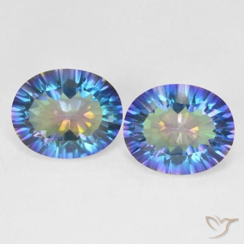 Gemas de cuarzo místico multicolor natural de 6,32 ct, corte óvalo, VVS-VS
