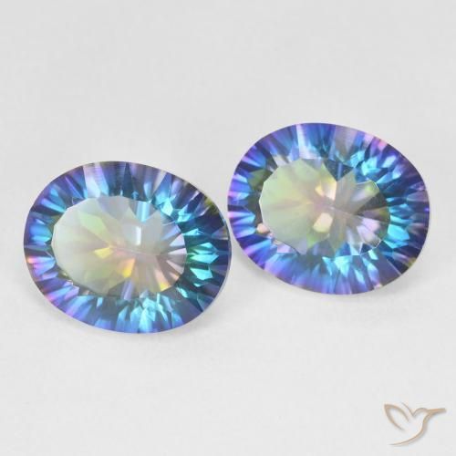 Gemas de cuarzo místico multicolor natural de 6,32 ct, corte óvalo, VVS-VS