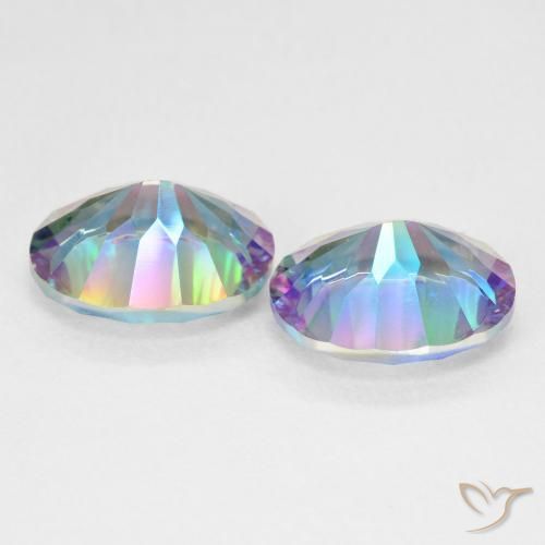 Gemas de cuarzo místico multicolor natural de 6,32 ct, corte óvalo, VVS-VS