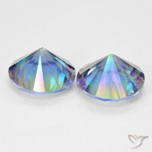 Gemas de Cuarzo Místico Azul multicolor natural de 3.06 ct, Redondo, VVS-VS