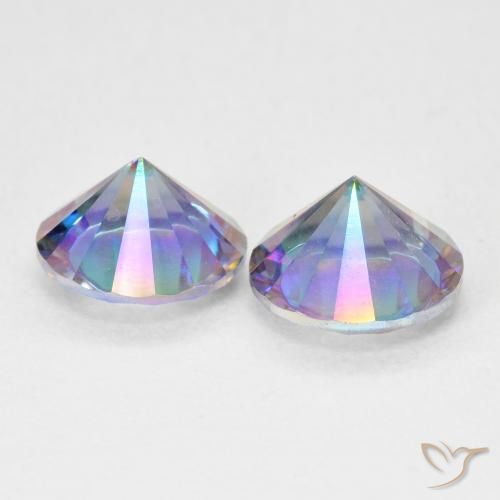 Gemas de Cuarzo Místico Azul multicolor natural de 3.19 ct, Redondo, VVS-VS