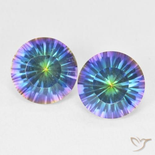 3.37ctw Natural Azul multicolor Cuarzo Místico, Redondo, VVS-VS