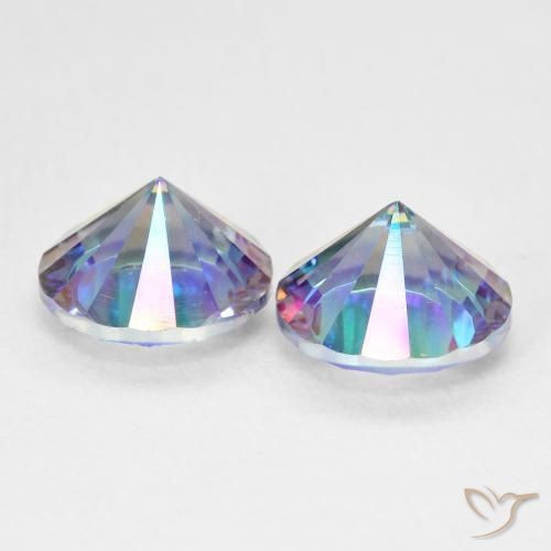 Gemas de Cuarzo Místico Azul multicolor natural de 3.37 ct, Redondo, VVS-VS