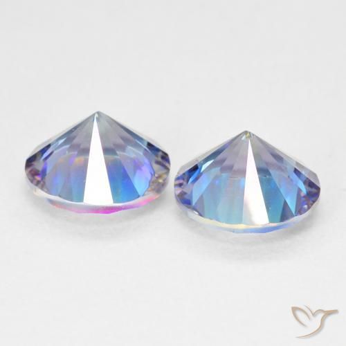 Gemas de Cuarzo Místico Azul multicolor natural de 3.24 ct, Redondo, VVS-VS