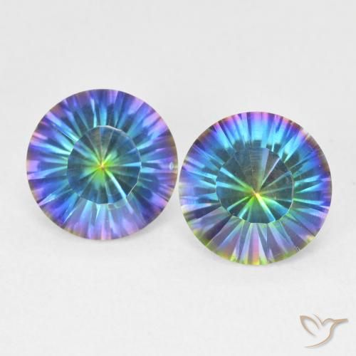 3.27ctw Natural Azul multicolor Cuarzo Místico, Redondo, VVS-VS