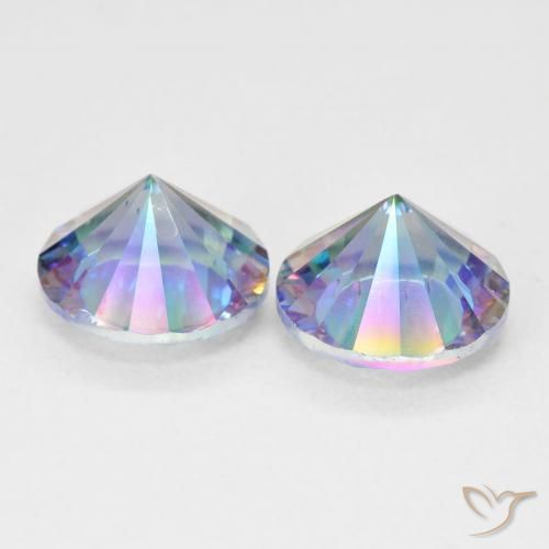 Gemas de Cuarzo Místico Azul multicolor natural de 3.27 ct, Redondo, VVS-VS