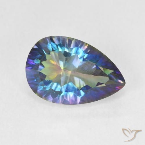 Cuarzo Místico Multicolor natural de 3.05 ct, En forma de pera, VVS-VS