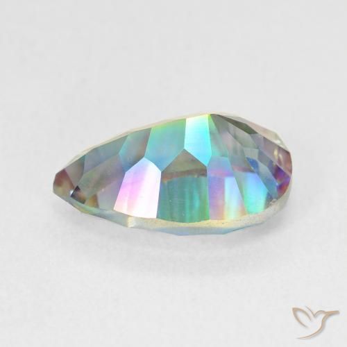 Cuarzo Místico Multicolor natural de 3.05 ct, En forma de pera, VVS-VS