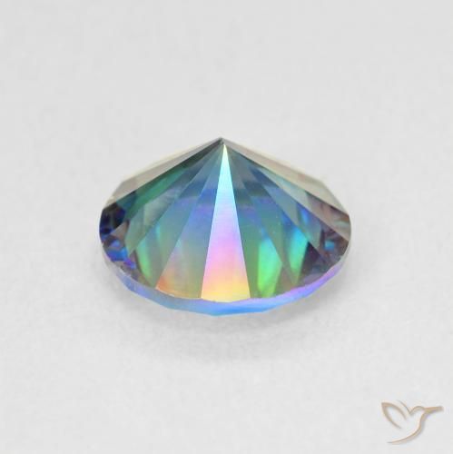 Cuarzo Místico Azul multicolor natural de 1.52 ct, Corte Redondo, VVS-VS
