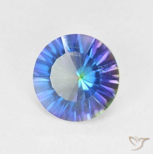 Cuarzo Místico Multicolor natural de 1.65 ct, Redondo, VVS-VS