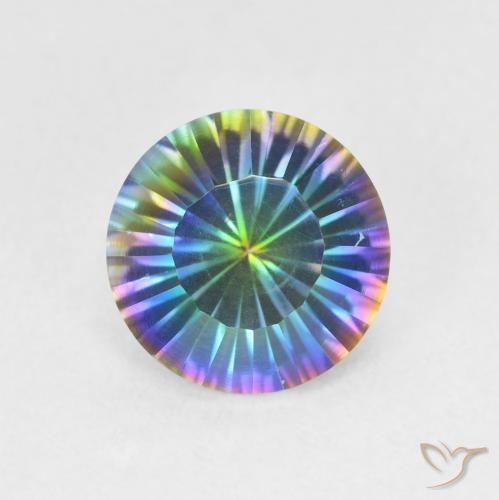 Cuarzo místico multicolor natural de 1,69 ct, corte redondo, VVS-VS