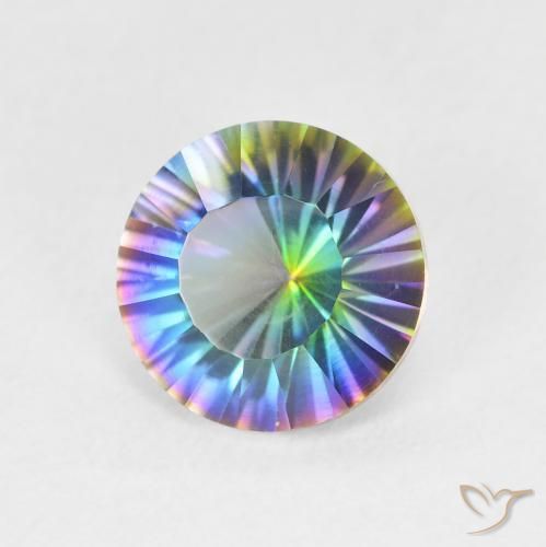 Cuarzo místico multicolor natural de 1,69 ct, corte redondo, VVS-VS