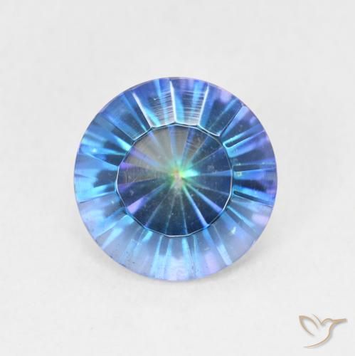 1.72ct Natural Azul multicolor Cuarzo Místico, Redondo, VVS-VS