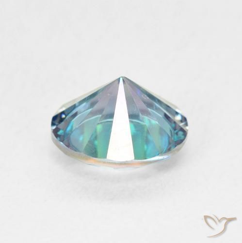 Cuarzo Místico Azul multicolor natural de 1.72 ct, Redondo, VVS-VS