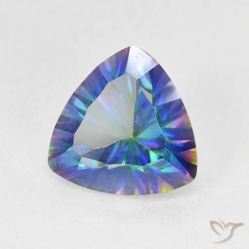 Cuarzo Místico Azul multicolor natural de 2.22 ct, Trillón, VS