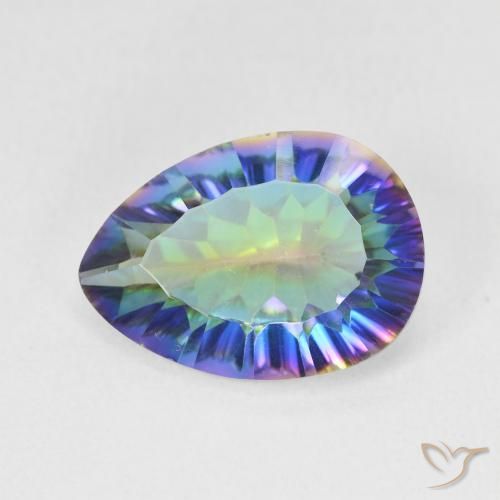 4.68ct Natural Azul multicolor Cuarzo Místico, En forma de pera, VS