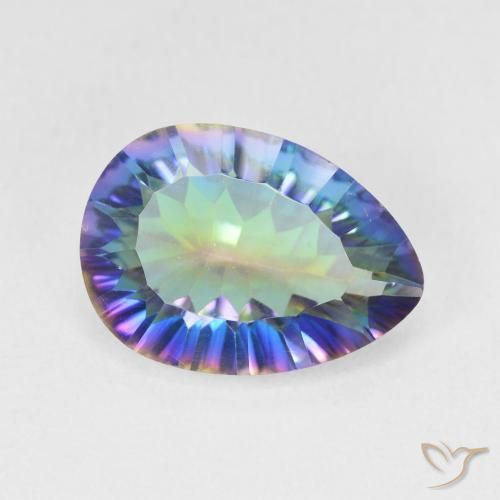 Cuarzo Místico Azul multicolor natural de 4.68 ct, En forma de pera, VS