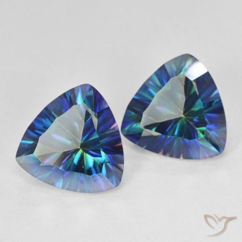 Gemas de Cuarzo Místico Azul multicolor natural de 5.94 ct, Trillón, VS