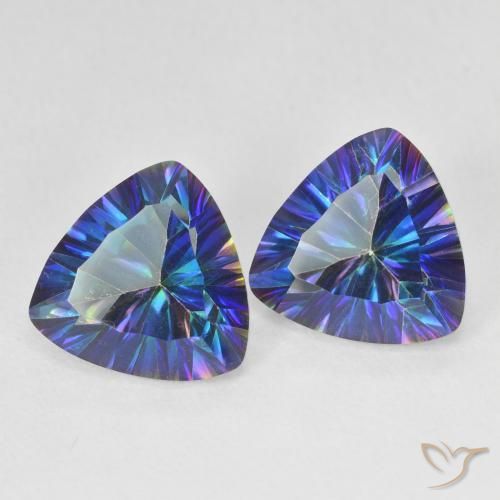 Gemas de Cuarzo Místico Azul multicolor natural de 6.10 ct, Trillón, VS