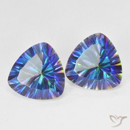 Gemas de Cuarzo Místico Azul multicolor natural de 5.94 ct, Trillón, VS