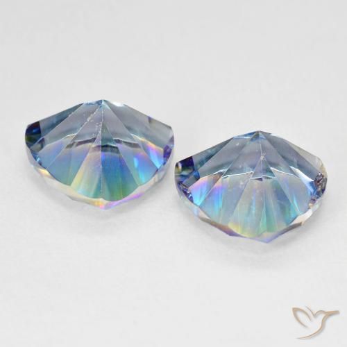 Gemas de Cuarzo Místico Azul multicolor natural de 5.94 ct, Trillón, VS