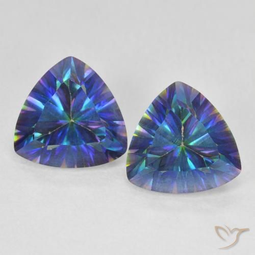 Gemas de cuarzo místico multicolor natural de 4,63 ct, trillón, VS