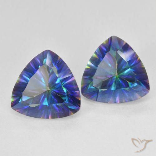 Gemas de cuarzo místico multicolor natural de 4,63 ct, trillón, VS