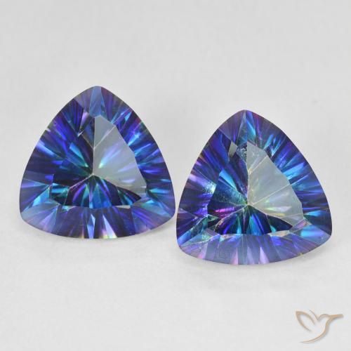 Gemas de Cuarzo Místico Azul multicolor natural de 6.11 ct, Trillón, VS