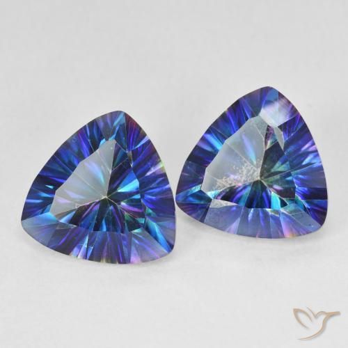 Gemas de Cuarzo Místico Azul multicolor natural de 6.11 ct, Trillón, VS