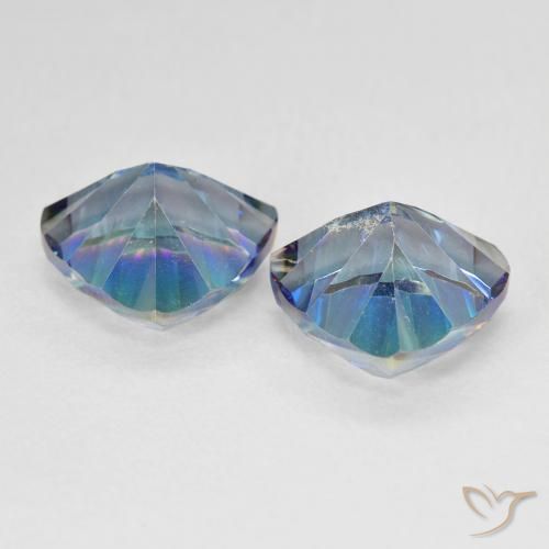 Gemas de Cuarzo Místico Azul multicolor natural de 6.11 ct, Trillón, VS