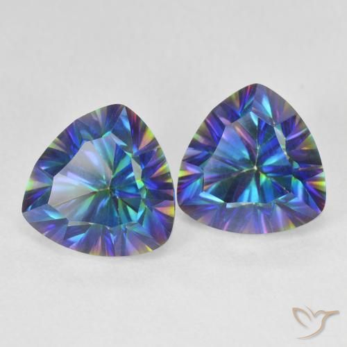 Gemas de Cuarzo Místico Azul multicolor natural de 5.24 ct, Trillón, VS