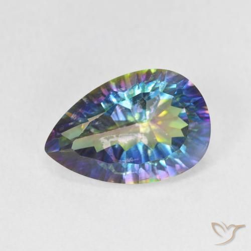 3.17ct Natural Azul multicolor Cuarzo Místico, En forma de pera, VS