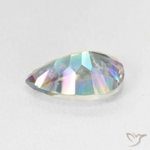 Cuarzo Místico Azul multicolor natural de 3.17 ct, En forma de pera, VS